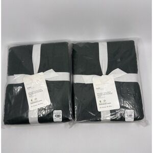 Pottery Barn Pine Green Quilted Belgian Flax Linen Diamond Euro Set Of Two Shams